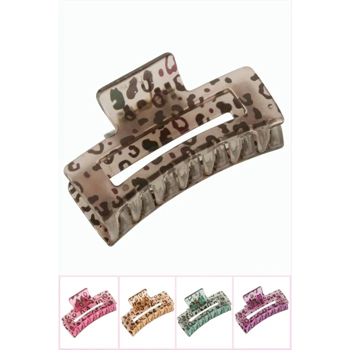 BUĞZ Leopar Desenli Dikdörtgen Mandal Toka 8 cm