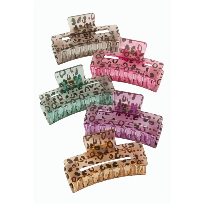 BUĞZ Leopar Desenli Dikdörtgen Mandal Toka 8 cm