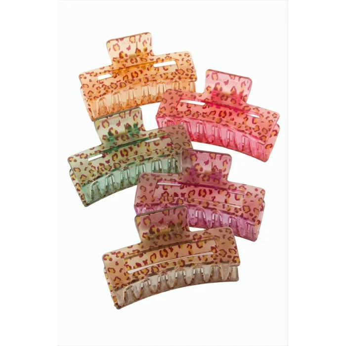 BUĞZ Leopar Desenli Dikdörtgen Mandal Toka 8 cm