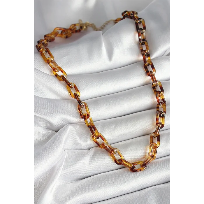 BUĞZ Leopar Desenli Mika Zincir Kadın Kolye