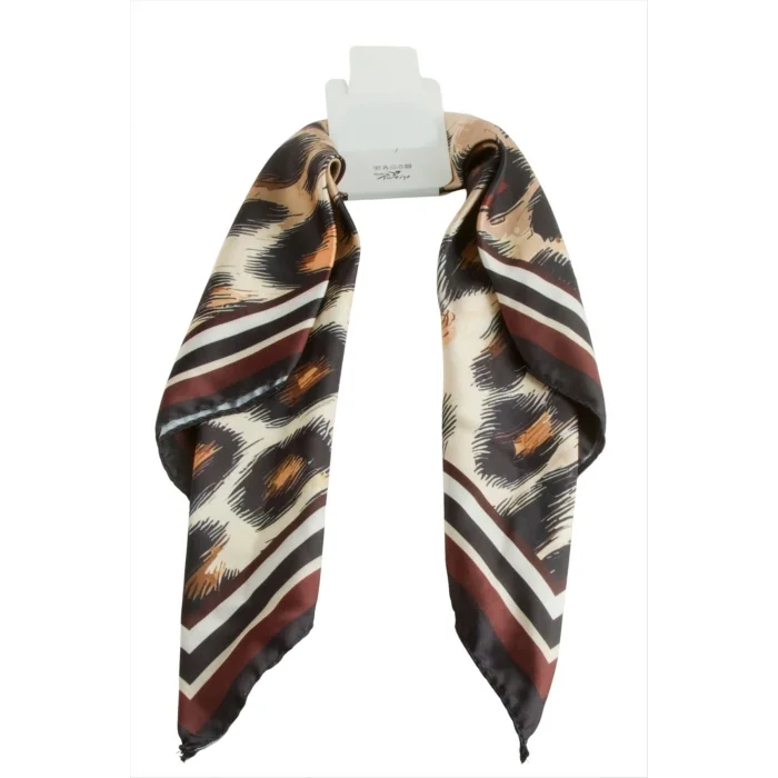 BUĞZ Leopar Desenli Saten Fular 50*50 cm