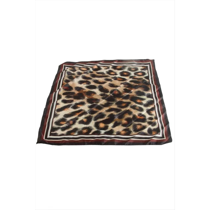 BUĞZ Leopar Desenli Saten Fular 50*50 cm