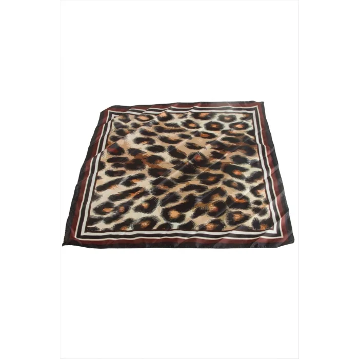 BUĞZ Leopar Desenli Saten Fular 50*50 cm