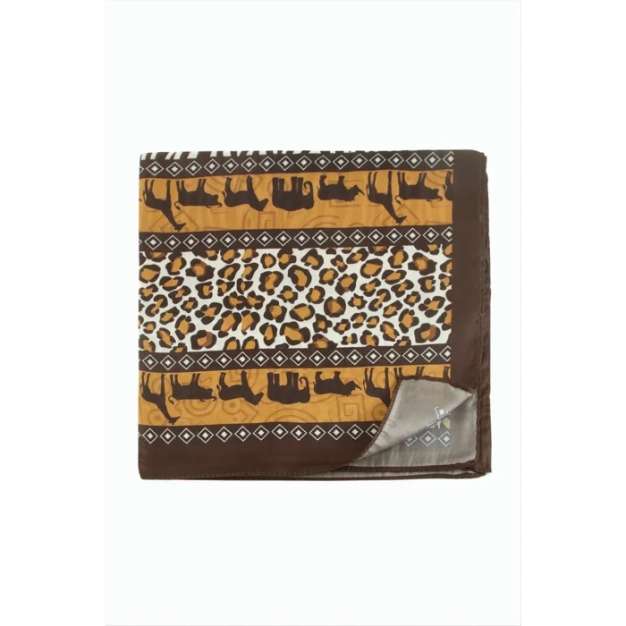 BUĞZ Leopar Desenli Zr Şifon Fular 50*50 cm