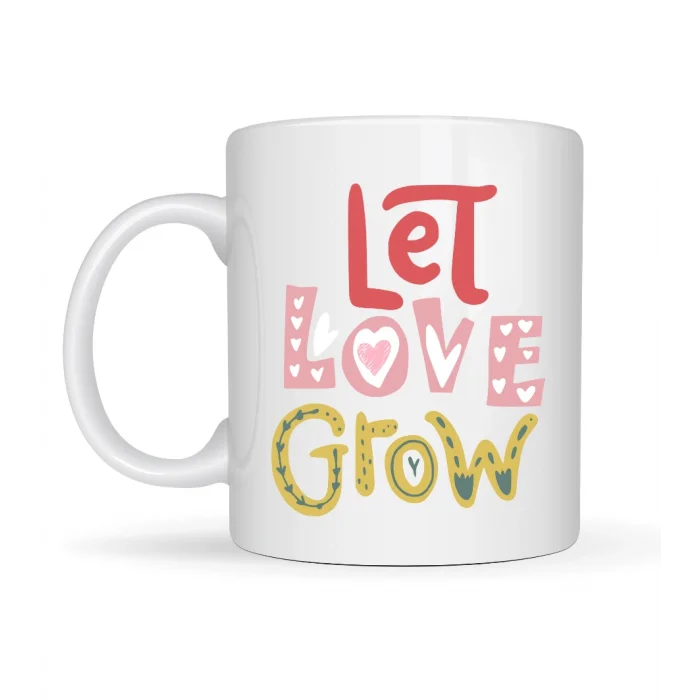 BUĞZ Let Love Grow Tasarımlı Porselen Kupa Model 37 – Sevgi Temalı Özel Hediye Kupası