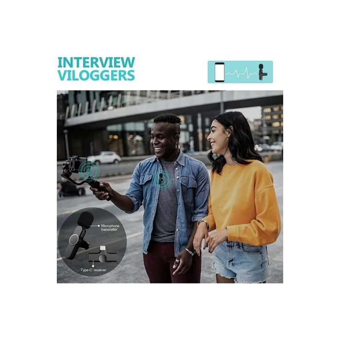 BUĞZ Lightning Girişli Iphone Uyumlu Ikili Kablosuz Yaka Mikrofonu Youtube Facebook Tiktok Vlog ( BUĞZ )