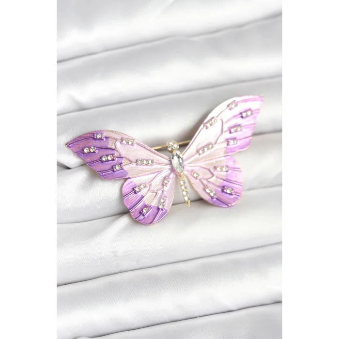 BUĞZ Lila Renk Kelebek Model Broş