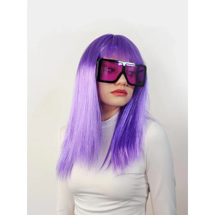BUĞZ Lila Renk Uzun Düz Parti Peruğu