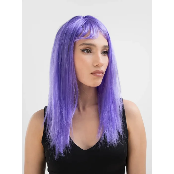 BUĞZ Lila Renk Uzun Düz Parti Peruğu