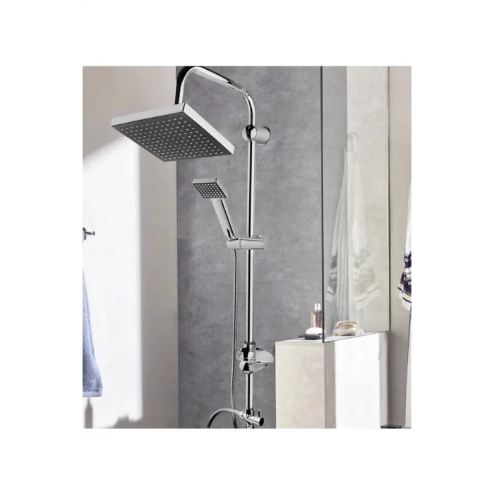 BUĞZ Lisinya Robot Tepe Duş Sistemi Yağmurlama Duş Seti Krom Siyah Kare ( BUĞZ )