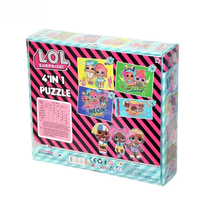  LOL7627 Laço Kids L.O.L. 4ü1 Kutuda Puzzle / 6+12+16+25 Parça Puzzle