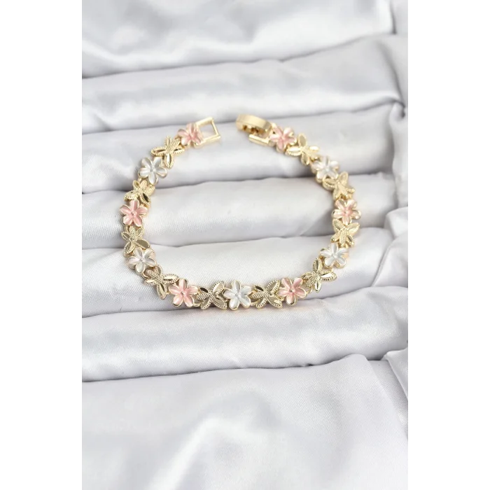 BUĞZ Lotus Model Pirinç Gold ve Pembe Renk Kadın Bileklik