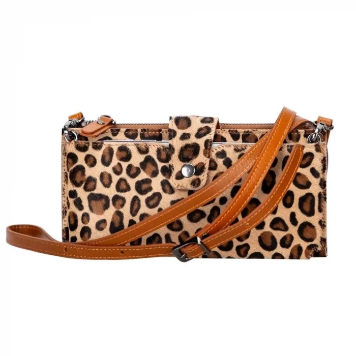  Lozan Strap 6.5 inch Uyumlu Deri Kartlıklı Kılıf LEO1 Leopar