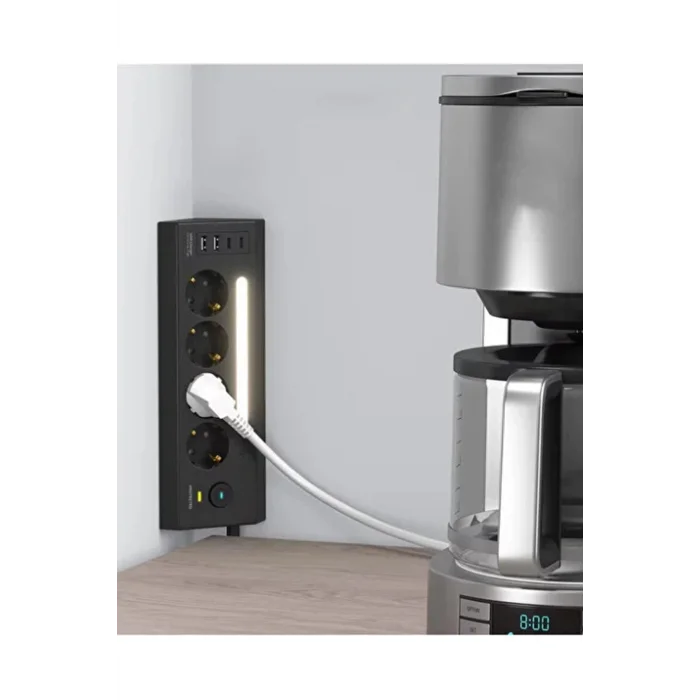 BUĞZ Lp764 Çoklu Gece Lambalı Priz Yüksek Gerilim Korumalı 4’lü Priz 2xusb 2xtype-c Çıkışlı Grup Priz Çoğaltıcı