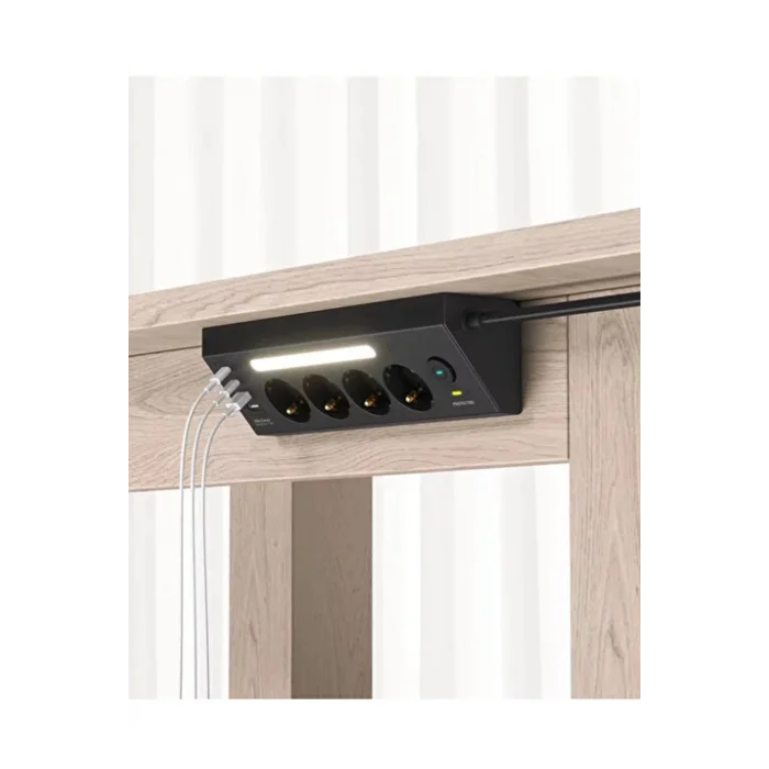 BUĞZ Lp764 Çoklu Gece Lambalı Priz Yüksek Gerilim Korumalı 4’lü Priz 2xusb 2xtype-c Çıkışlı Grup Priz Çoğaltıcı