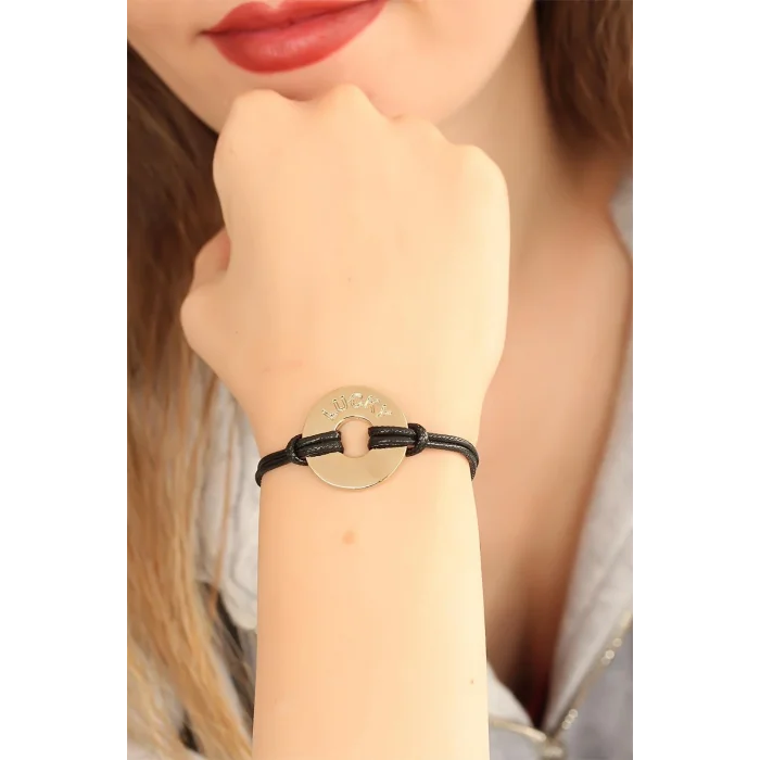BUĞZ LUCKY (Şanslı) Siyah Deri İpli Unisex Mood Bileklik