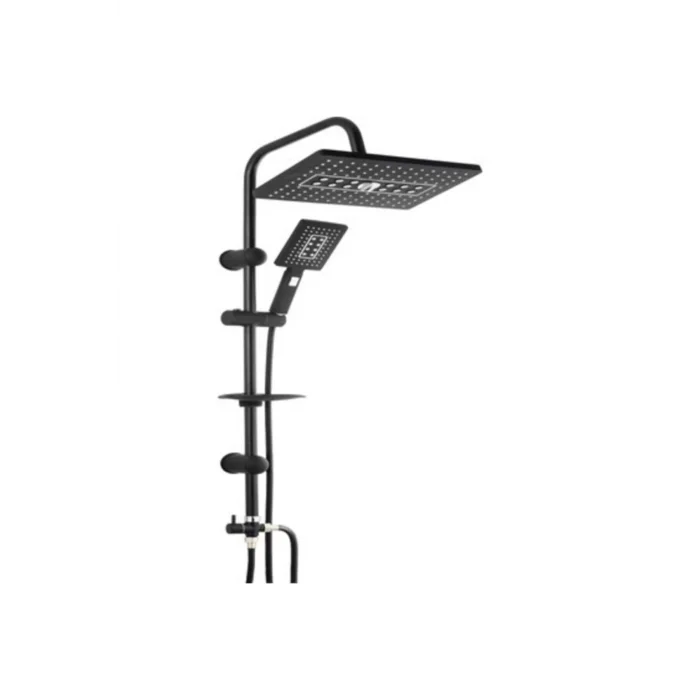  Lüks Robot Duş Seti Mat Siyah Dikdörtgen | Çok Fonksiyonlu Yağmur Robot Duş Sistemi Siyah