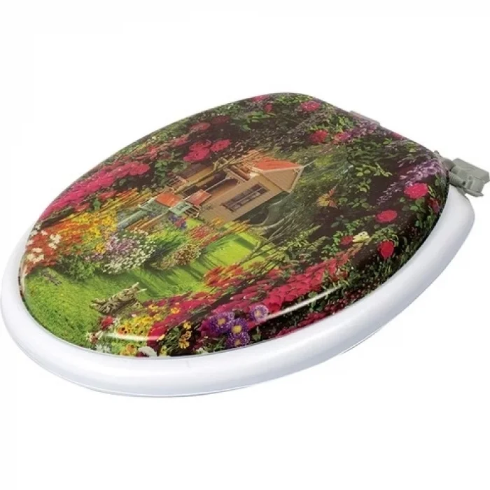 BUĞZ Lüks Yumuşak Süngerli Desenli Pufidik Klozet Kapağı Ekstra Kalın Süngerli