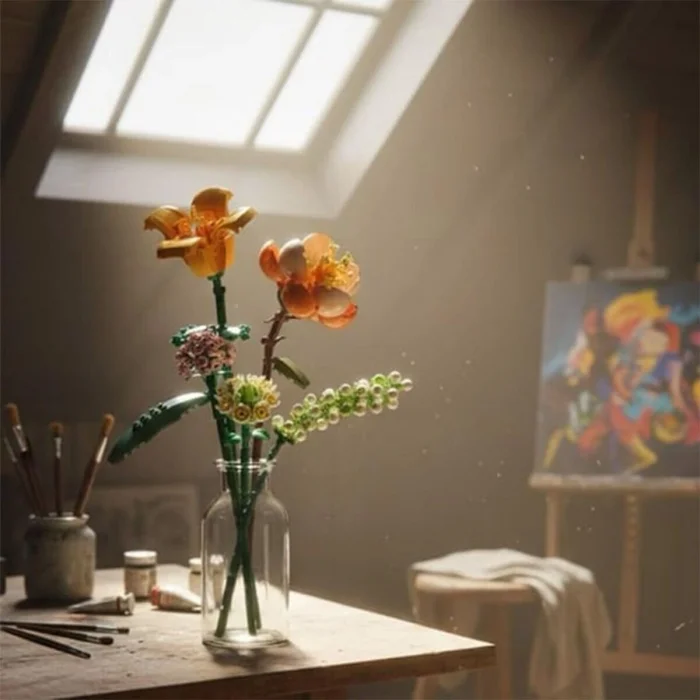 BUĞZ LZ1658 LOZ Eternal Flowers Serisi - Güneşli ve Enerjik Turuncu 456 Parça Yapım Seti