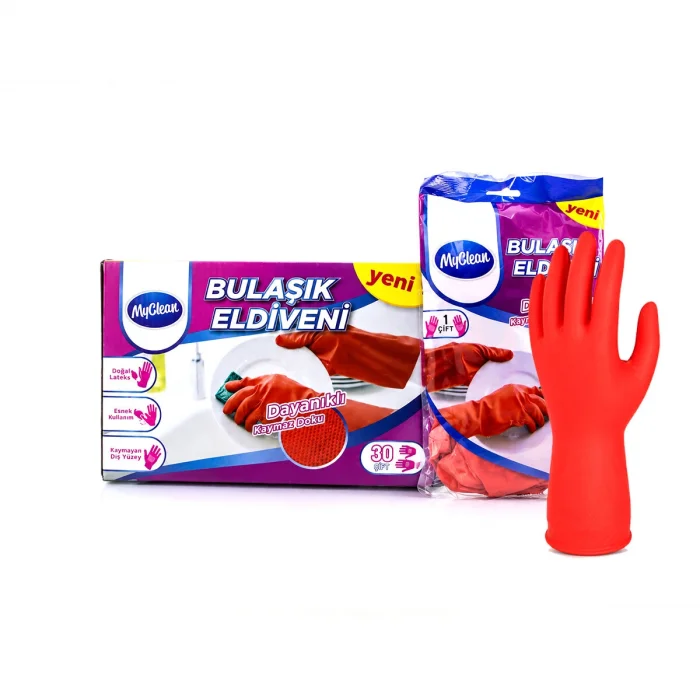 BUĞZ M Beden Temizlik ve Bulaşık Eldiveni - Doğal Pamuk Astarlı - Plastik