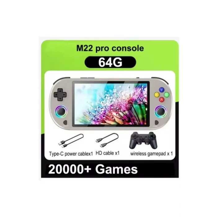 BUĞZ M22 Pro Retro Oyun Konsolu 5.0 ’’ıps Ekran Dahili 20000+ Oyun Emülatörleri Rgb Led Joystick