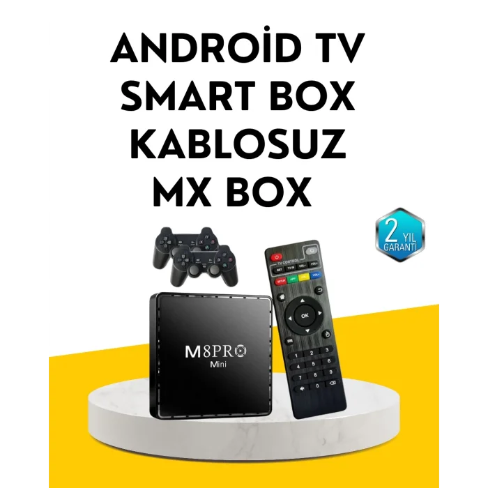  M8Pro Android TV Box ve Retro Oyun Konsolu – 10K Ultra HD Görüntü