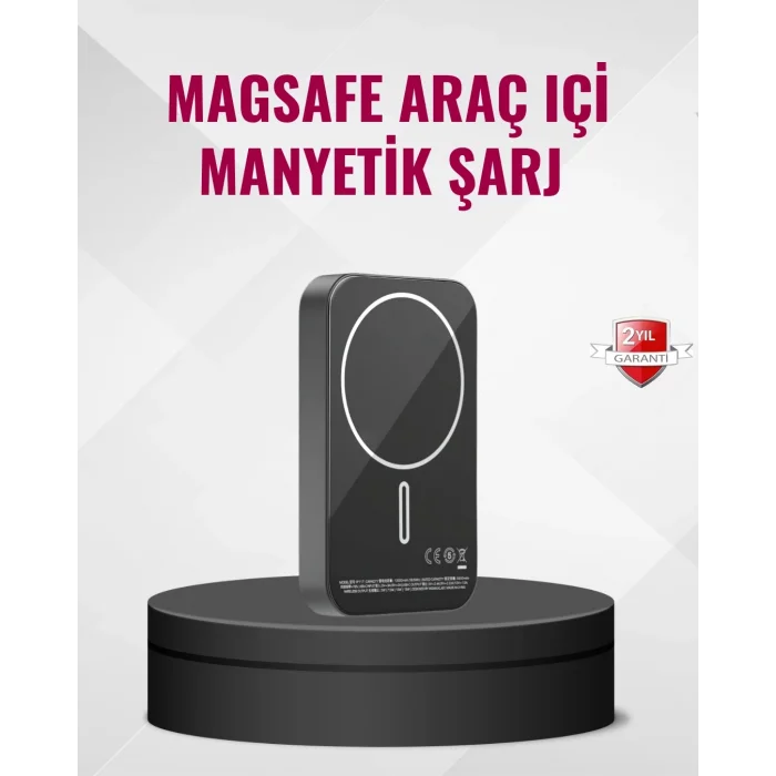 BUĞZ MagSafe Araç Telefon Tutucu 15W Hızlı Şarj Type-C Girişli