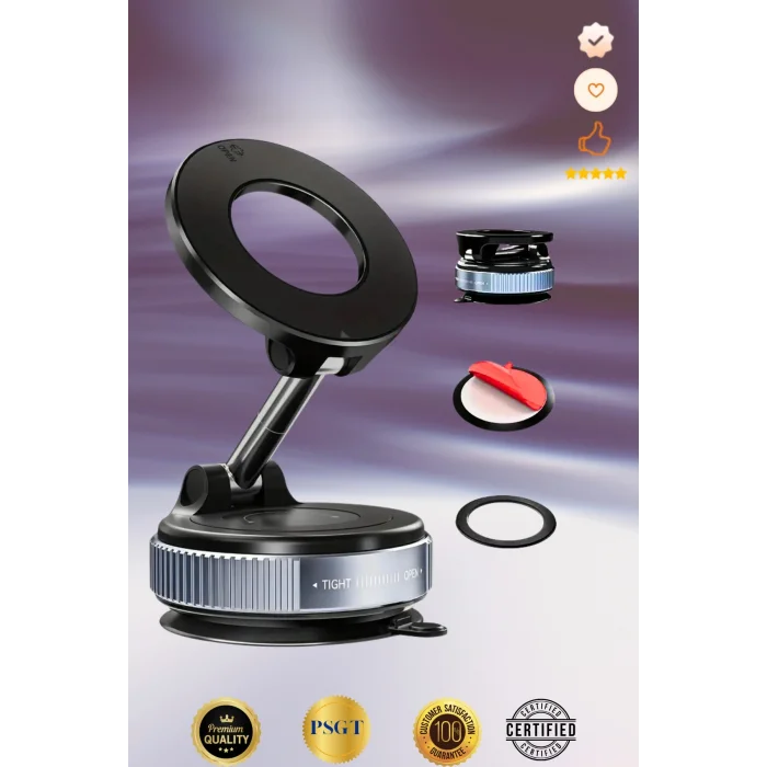 BUĞZ Magsafe Uyumlu 360 Döner Vakumlu Araç Masa ve Duvar Tipi Halka Telefon Tutucu Standı