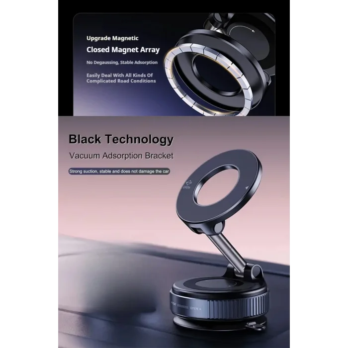 BUĞZ Magsafe Uyumlu 360 Döner Vakumlu Araç Masa ve Duvar Tipi Halka Telefon Tutucu Standı