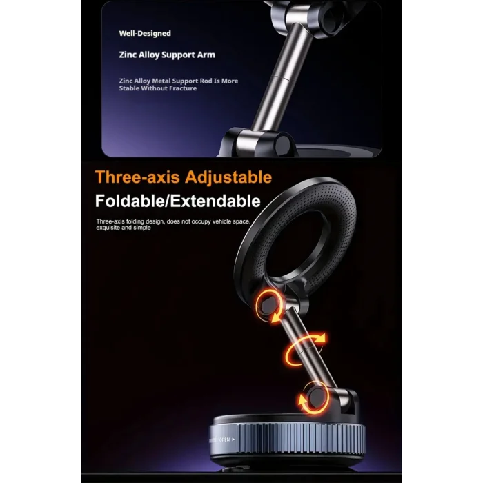 BUĞZ Magsafe Uyumlu 360 Döner Vakumlu Araç Masa ve Duvar Tipi Halka Telefon Tutucu Standı