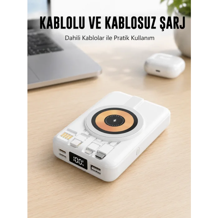 BUĞZ MagSafe Uyumlu Kablosuz Powerbank Hızlı Şarj Özellikli Yeni Nesil