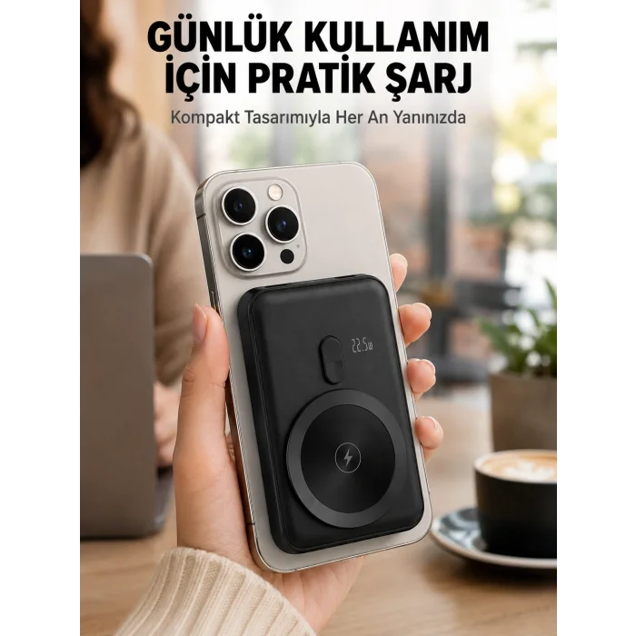 BUĞZ MagSafe Uyumlu Kablosuz Powerbank Taşınabilir Hızlı Şarj Yeni Nesil
