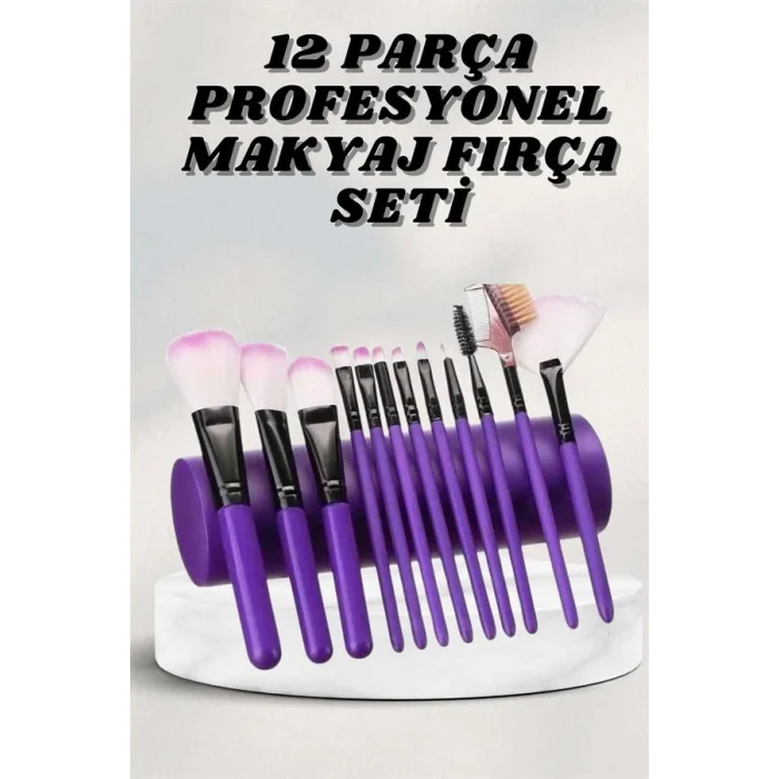 BUĞZ Makyaj Fırçası 12 Parça Set Yumuşak Uçlu Göz Makyajına Uygun Hafif ve Taşınabilir Çanta - BUĞZ