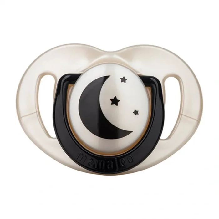 BUĞZ Mamajoo Sterilizasyon & Saklama Kutulu Black & Pearl Desenli İkili Ortodontik Emzik Gece & Gündüz / 6 Ay+