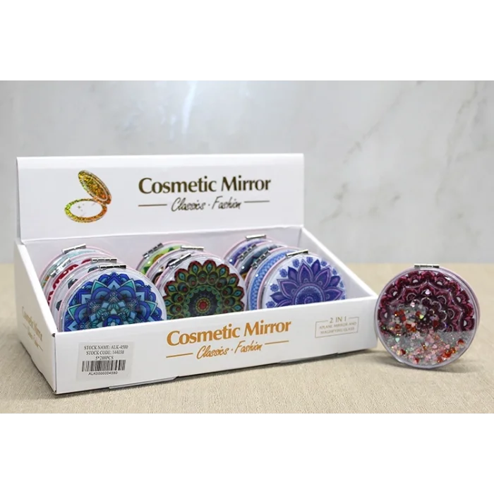 BUĞZ Mandala Desenli Hareketli Sulu El Aynası - Model 6