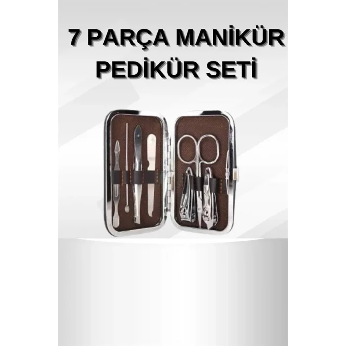 BUĞZ Manikür Pedikür Seti 7 Parça Tırnak Makası Kaş Makası Cımbız Çantalı