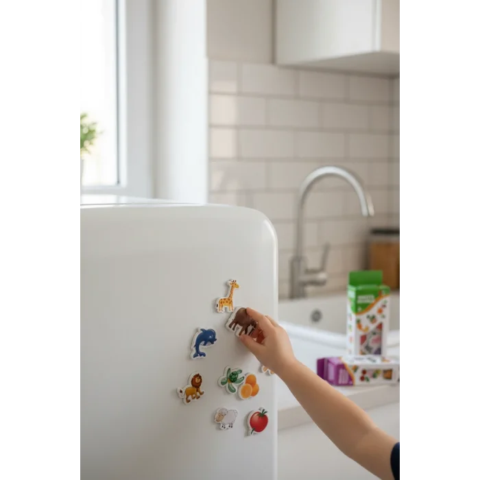 BUĞZ Manyetik Eğitici Set 30 Parça Hayvan 26 Parça Sebze Meyve Magnet Oyuncak