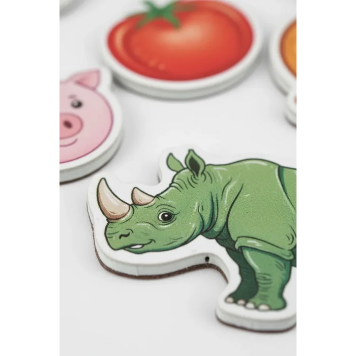 BUĞZ Manyetik Eğitici Set 30 Parça Hayvan 26 Parça Sebze Meyve Magnet Oyuncak