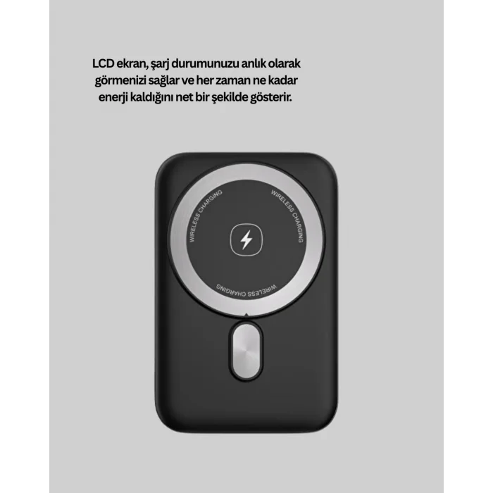 BUĞZ Manyetik Kablosuz Powerbank 22.5W Hızlı Şarj LCD Göstergeli