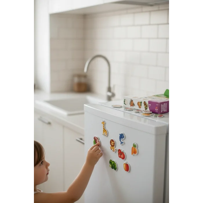 BUĞZ Manyetik Oyuncak Set Hayvanlar Sebze Meyve Magnetli 56 Parça