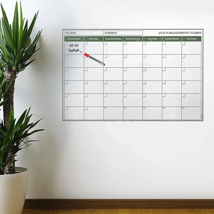 BUĞZ Manyetik Yapışkanlı Bir Aylık Program Planlayıcı Takvim 85x56 Cm Bx40