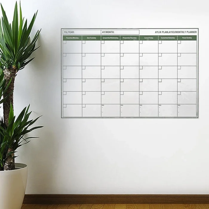 BUĞZ Manyetik Yapışkanlı Bir Aylık Program Planlayıcı Takvim 85x56 Cm Bx40