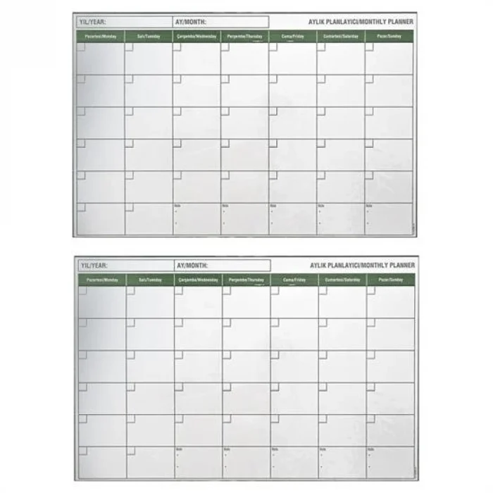 BUĞZ Manyetik Yapışkanlı Bir Aylık Program Planlayıcı Takvim 85x56 Cm Bx40