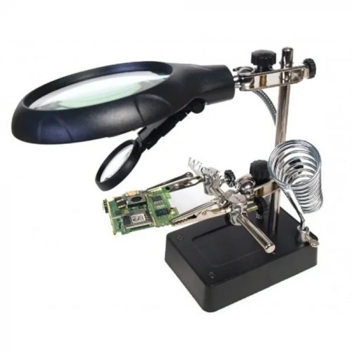 BUĞZ Masa Üstü Mandallı ,2.5x90mm, 7.5x34mm Mercekli ,adaptörlu Işıklı Büyüteç