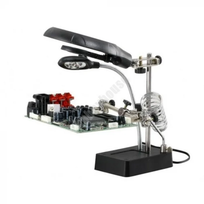 BUĞZ Masa Üstü Mandallı ,2.5x90mm, 7.5x34mm Mercekli ,adaptörlu Işıklı Büyüteç - BUĞZ