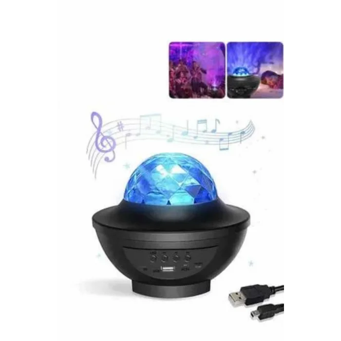 BUĞZ Masa ve Gece Lambası Renkli Projektör Işıklı Disko Topu Bluetooth Hoparlör - BUĞZ