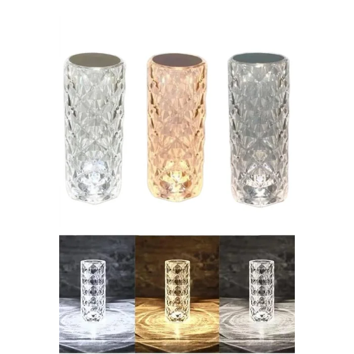 BUĞZ Masa ve Gece Lambası Şık ve Dayanıklı Sensörlü Şarjlı Kristal Lamba - Lisinya