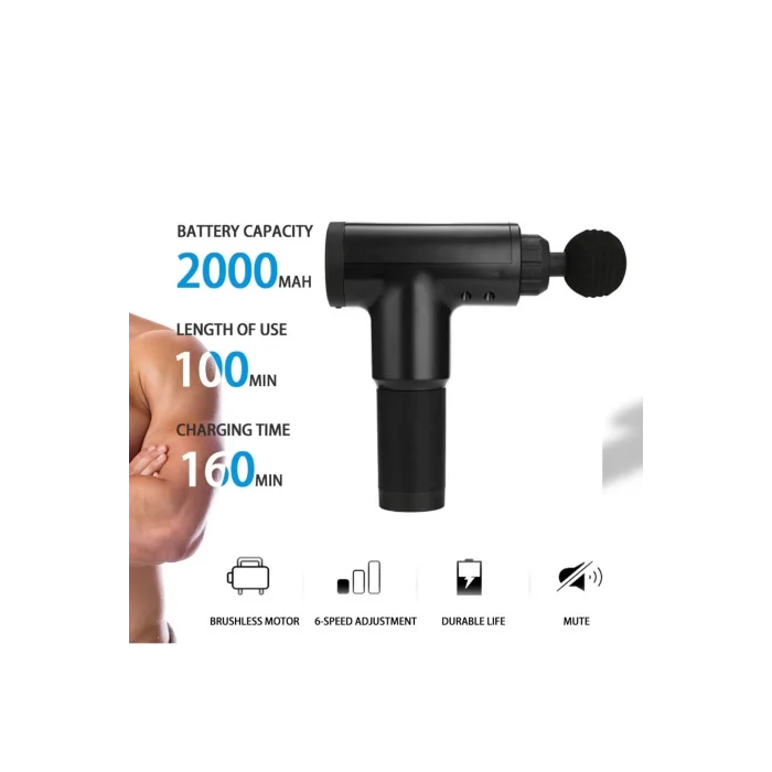 BUĞZ Masaj Aleti Kademeli 2000mah Batarya Derin Doku Kas Masaj Tabancası 4 Başlıklı F320