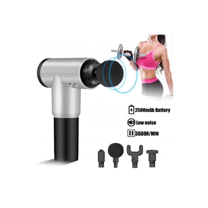 BUĞZ Masaj Tabancası 4 Başlıklı Sporcu Masaj Aleti 6 Kademeli Boyun Bel Sırt Bacak Ayak Masajı