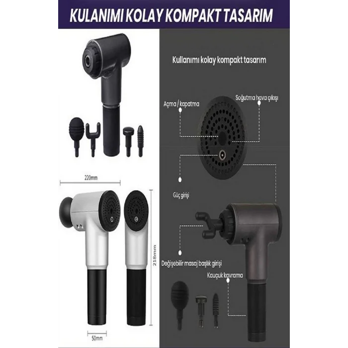 BUĞZ Masaj tabancası gri renk titreşimli kas gevşetici cihaz - Süpermarket - Sağlık Kategorisi